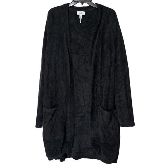 Soma Weekend Open Front Cardigan Size XXL Black Pockets Very Soft Lounge Cozy - Picture 2 of 14